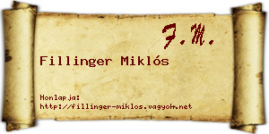 Fillinger Miklós névjegykártya