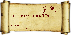 Fillinger Miklós névjegykártya